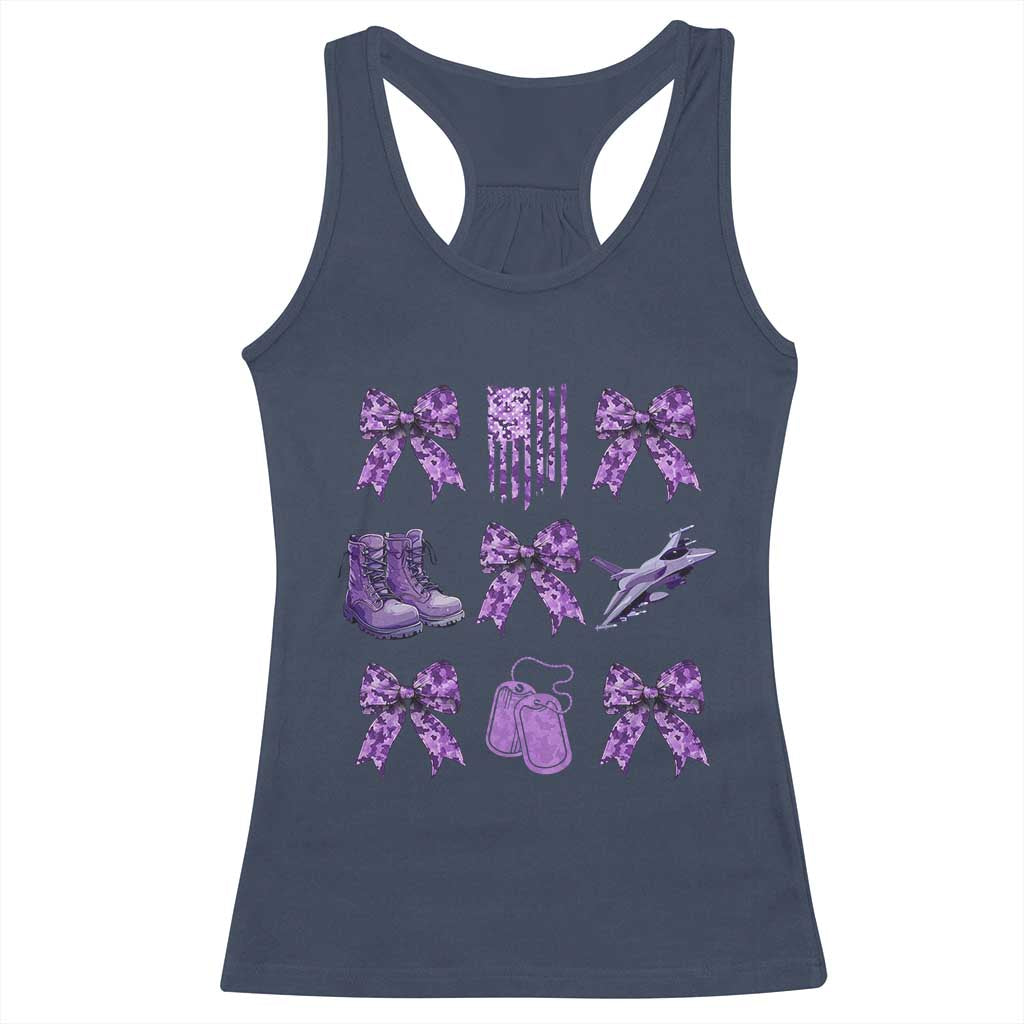 Military Kid Month Camo Coquette Bow Racerback Tank Top