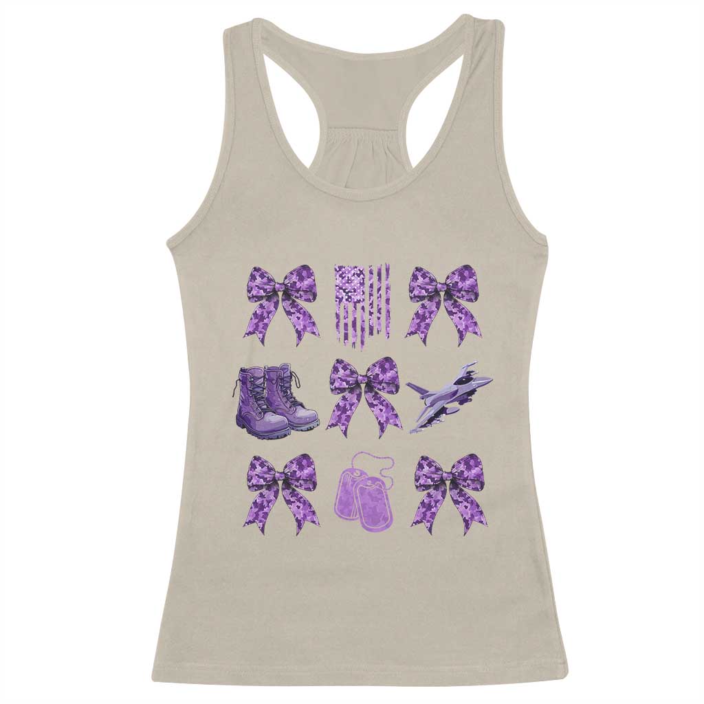 Military Kid Month Camo Coquette Bow Racerback Tank Top