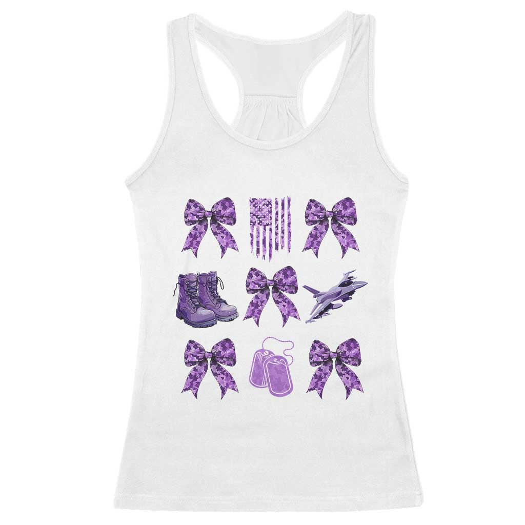 Military Kid Month Camo Coquette Bow Racerback Tank Top