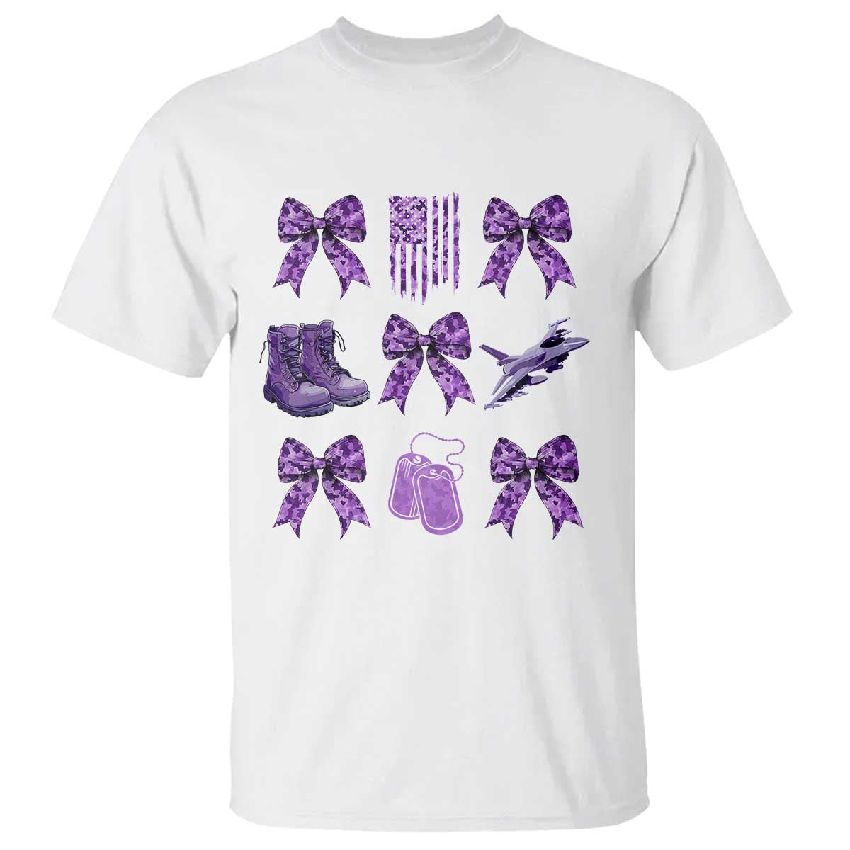 Military Kid Month Camo Coquette Bow T Shirt