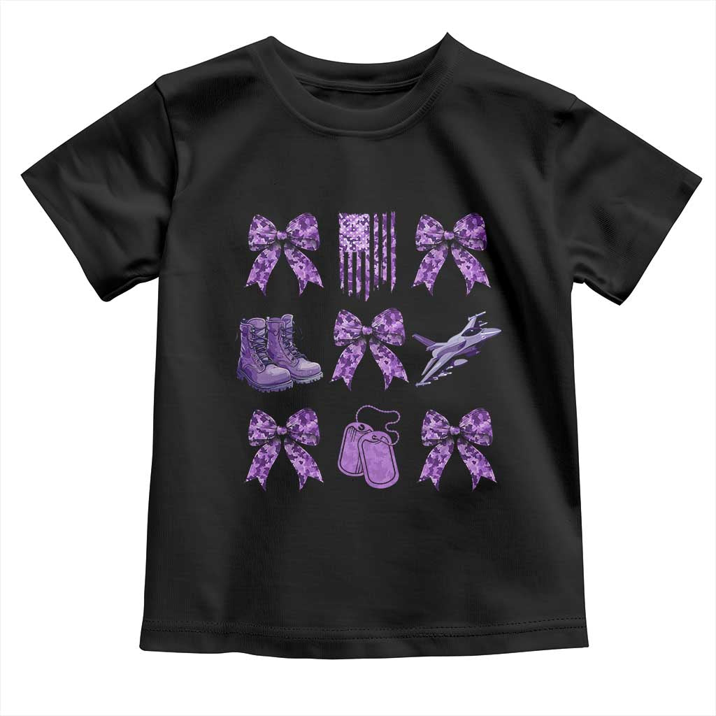 Military Kid Month Camo Coquette Bow Toddler T Shirt