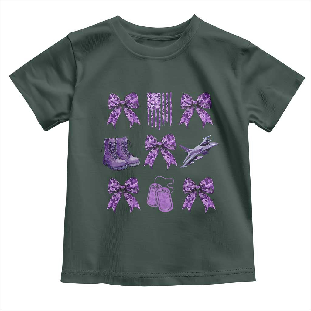 Military Kid Month Camo Coquette Bow Toddler T Shirt