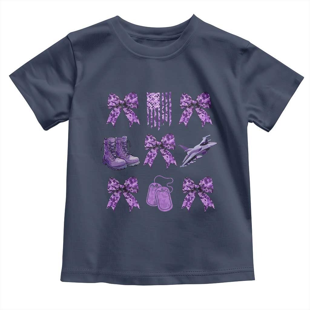 Military Kid Month Camo Coquette Bow Toddler T Shirt