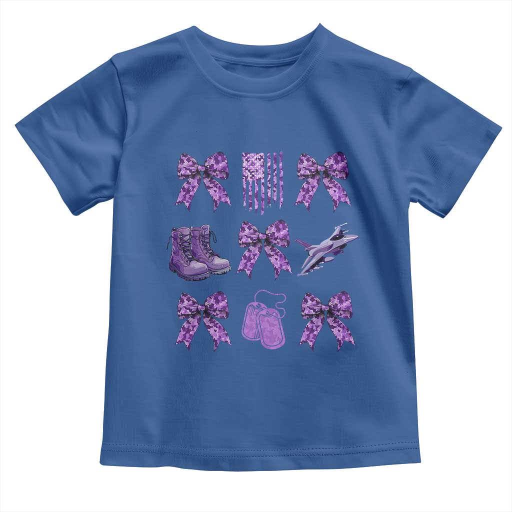 Military Kid Month Camo Coquette Bow Toddler T Shirt