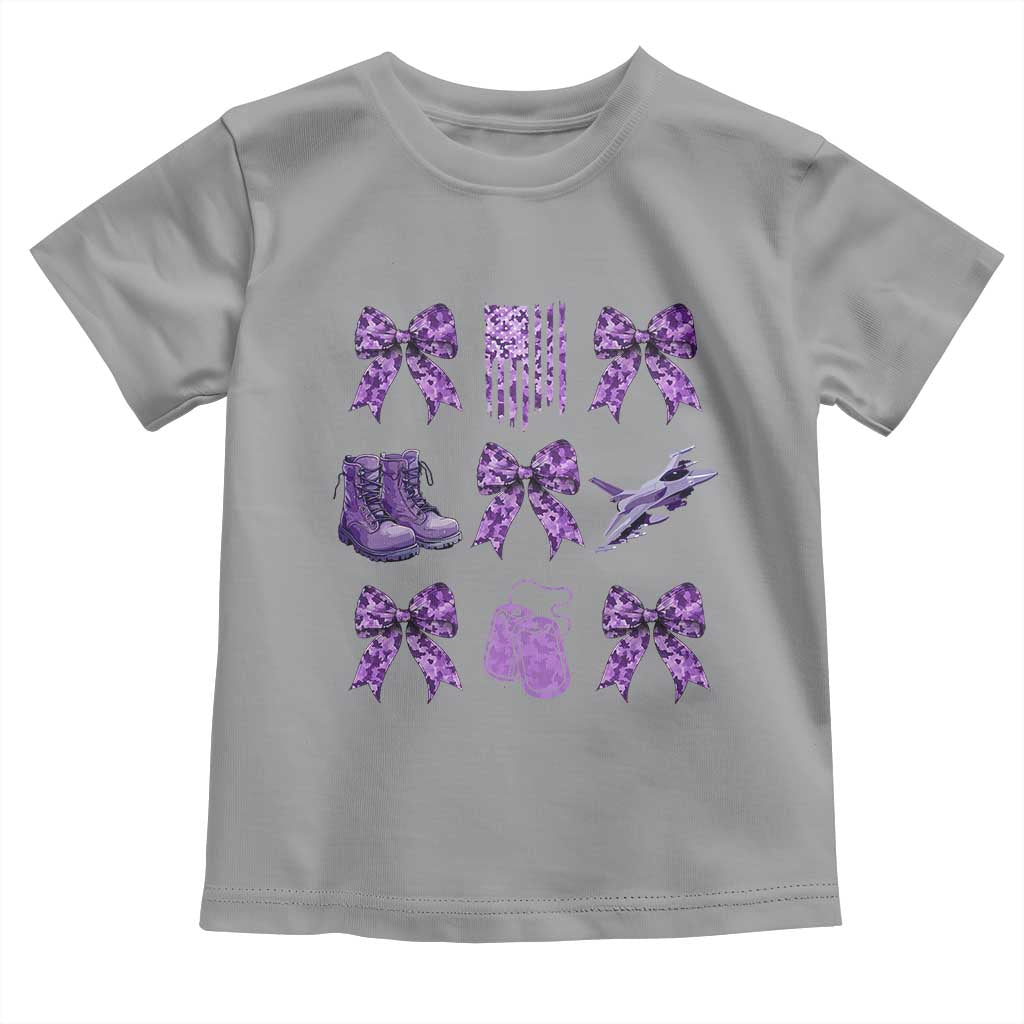 Military Kid Month Camo Coquette Bow Toddler T Shirt