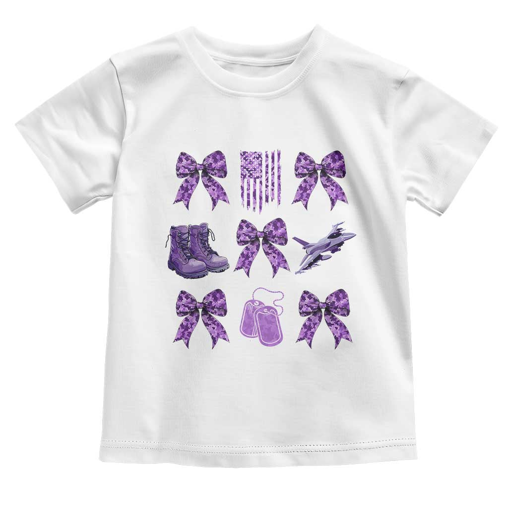 Military Kid Month Camo Coquette Bow Toddler T Shirt