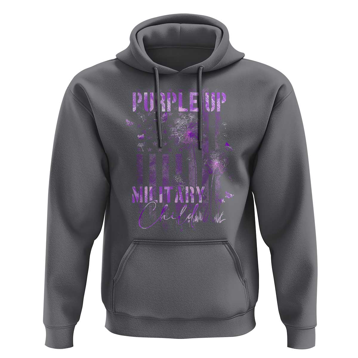 Purple Up Military Child Hoodie Dandelion Vintage American Flag Military Child Month