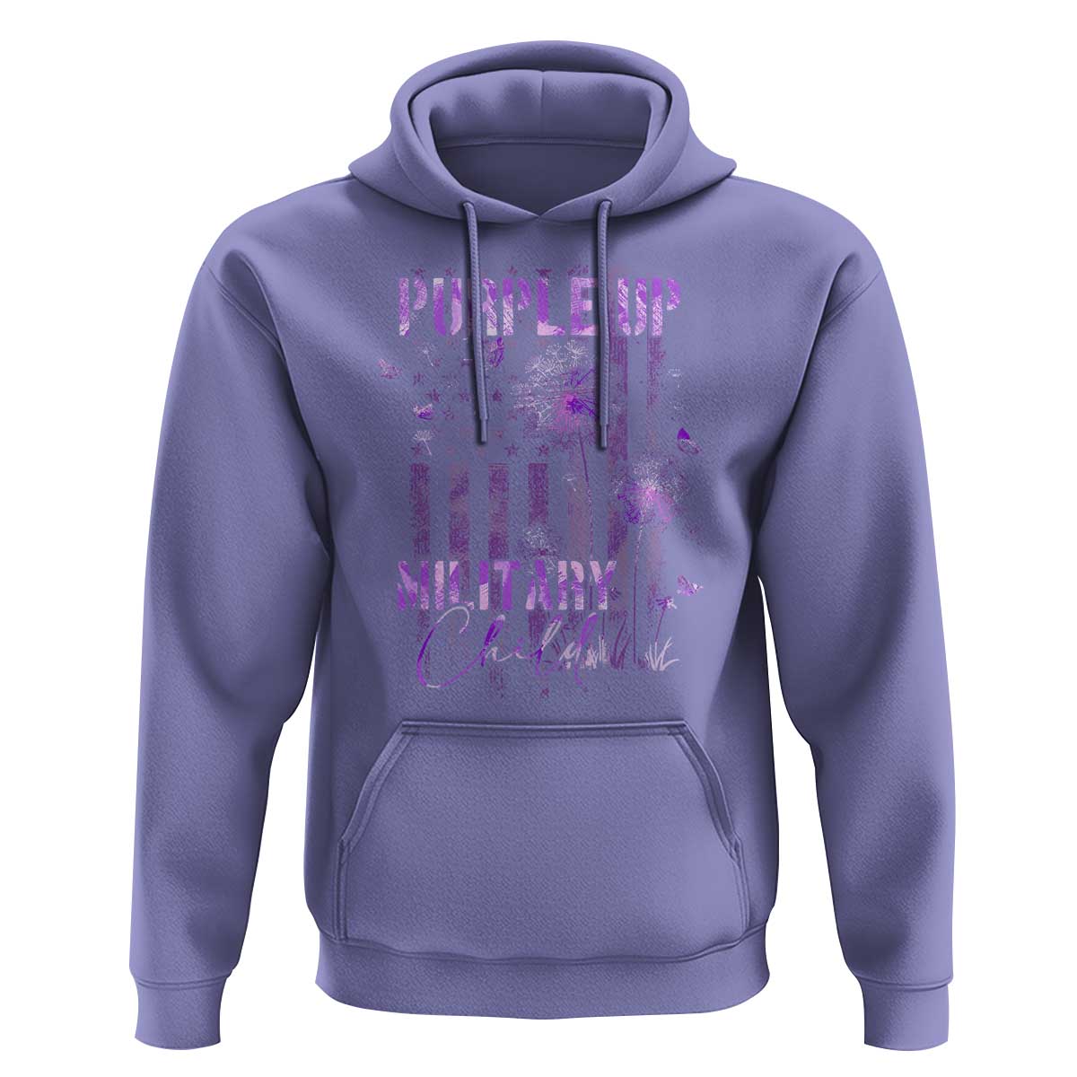 Purple Up Military Child Hoodie Dandelion Vintage American Flag Military Child Month