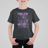 Purple Up Military Child T Shirt For Kid Dandelion Vintage American Flag Military Child Month