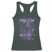 Purple Up Military Child Racerback Tank Top Dandelion Vintage American Flag Military Child Month
