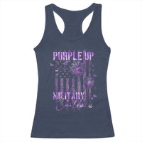 Purple Up Military Child Racerback Tank Top Dandelion Vintage American Flag Military Child Month