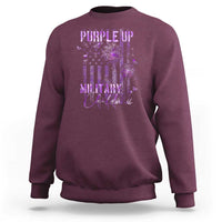 Purple Up Military Child Sweatshirt Dandelion Vintage American Flag Military Child Month