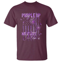 Purple Up Military Child T Shirt Dandelion Vintage American Flag Military Child Month
