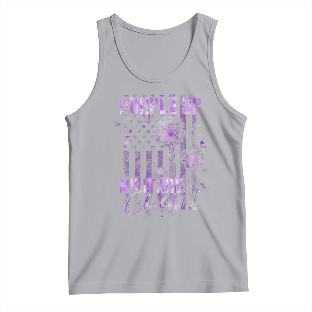 Purple Up Military Child Tank Top Dandelion Vintage American Flag Military Child Month