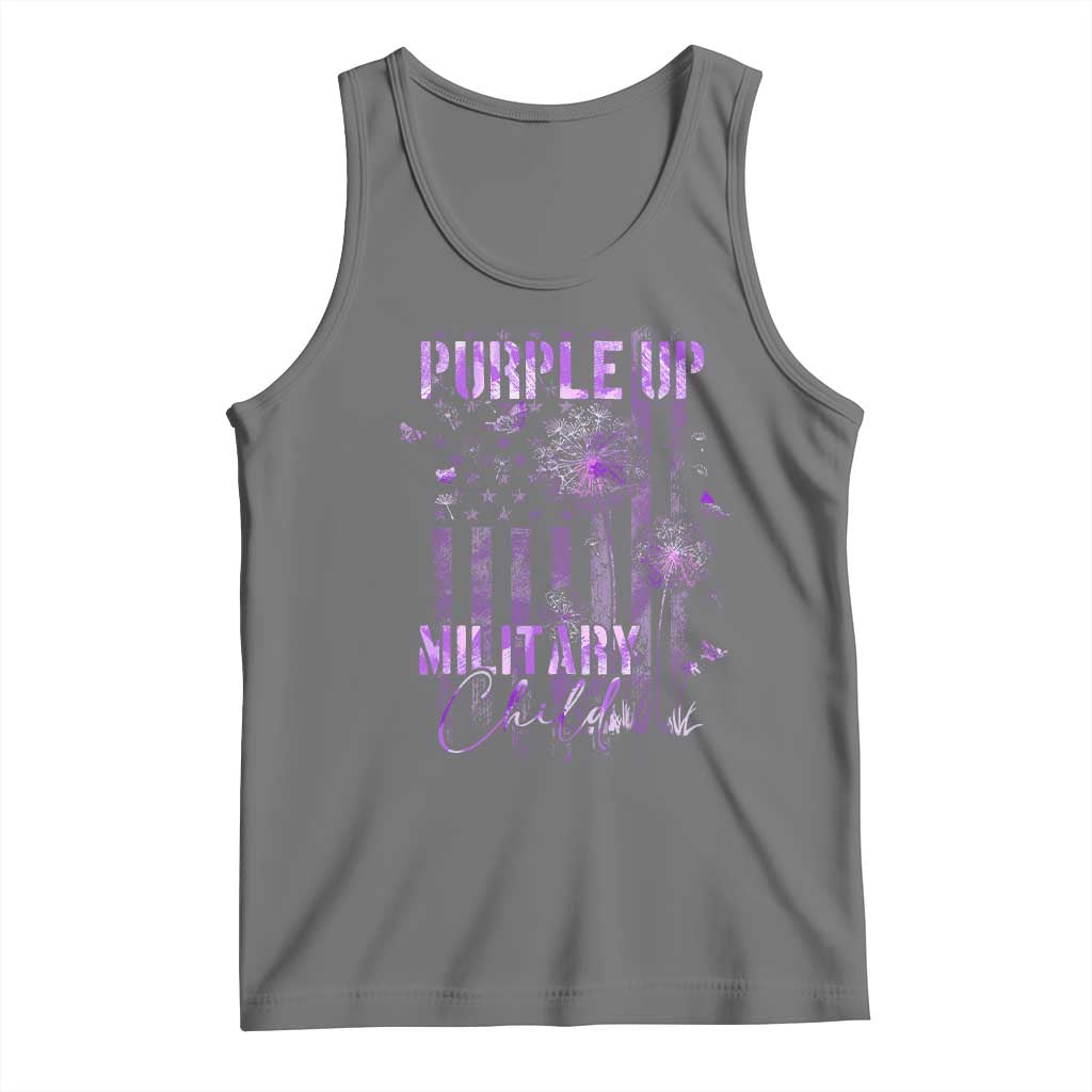 Purple Up Military Child Tank Top Dandelion Vintage American Flag Military Child Month