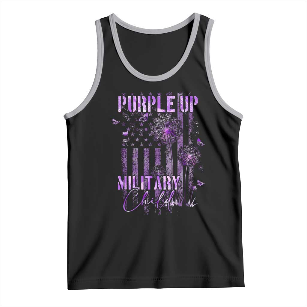 Purple Up Military Child Tank Top Dandelion Vintage American Flag Military Child Month