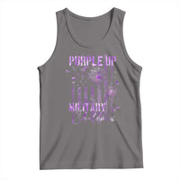 Purple Up Military Child Tank Top Dandelion Vintage American Flag Military Child Month