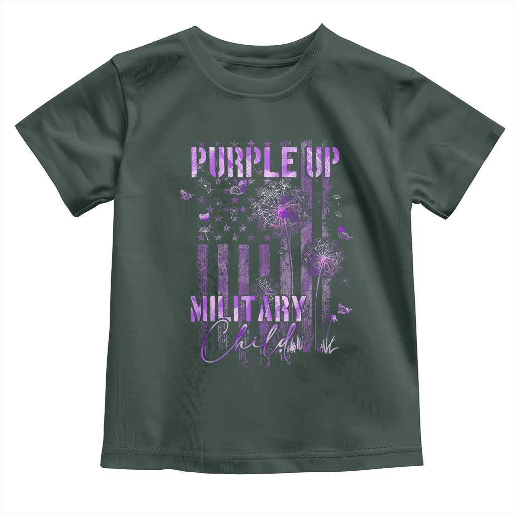 Purple Up Military Child Toddler T Shirt Dandelion Vintage American Flag Military Child Month