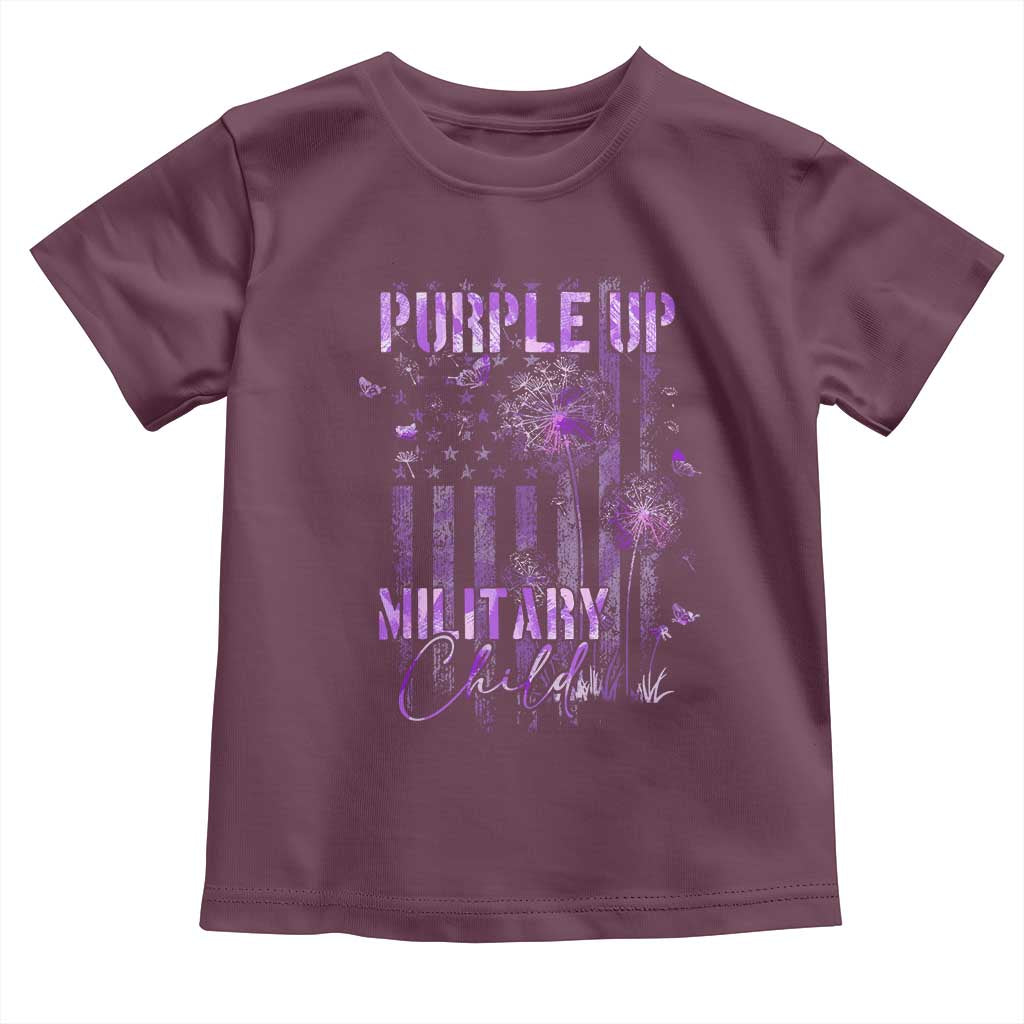 Purple Up Military Child Toddler T Shirt Dandelion Vintage American Flag Military Child Month
