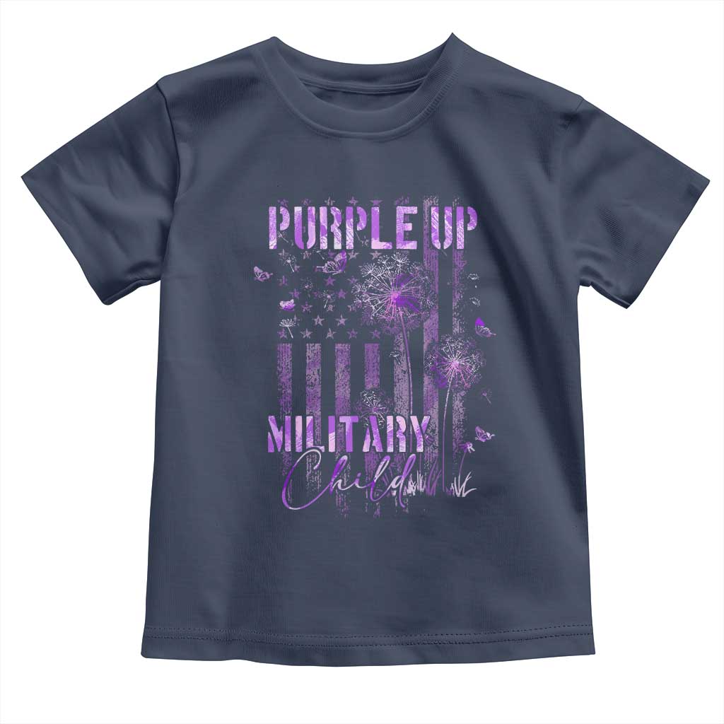 Purple Up Military Child Toddler T Shirt Dandelion Vintage American Flag Military Child Month