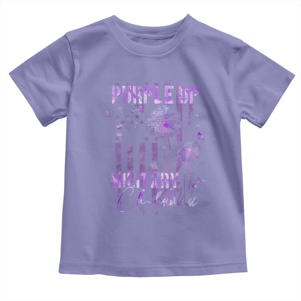 Purple Up Military Child Toddler T Shirt Dandelion Vintage American Flag Military Child Month