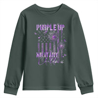 Purple Up Military Child Youth Sweatshirt Dandelion Vintage American Flag Military Child Month