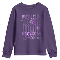 Purple Up Military Child Youth Sweatshirt Dandelion Vintage American Flag Military Child Month