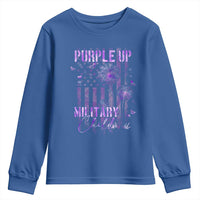 Purple Up Military Child Youth Sweatshirt Dandelion Vintage American Flag Military Child Month