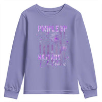 Purple Up Military Child Youth Sweatshirt Dandelion Vintage American Flag Military Child Month