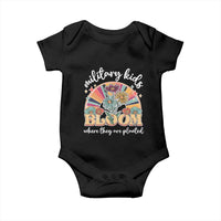 Military Kids Bloom Where They Are Planted Baby Onesie Military Child Month Retro Vintage Flowers