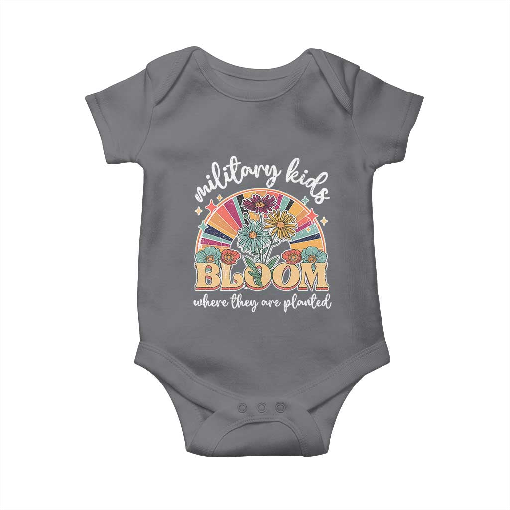 Military Kids Bloom Where They Are Planted Baby Onesie Military Child Month Retro Vintage Flowers