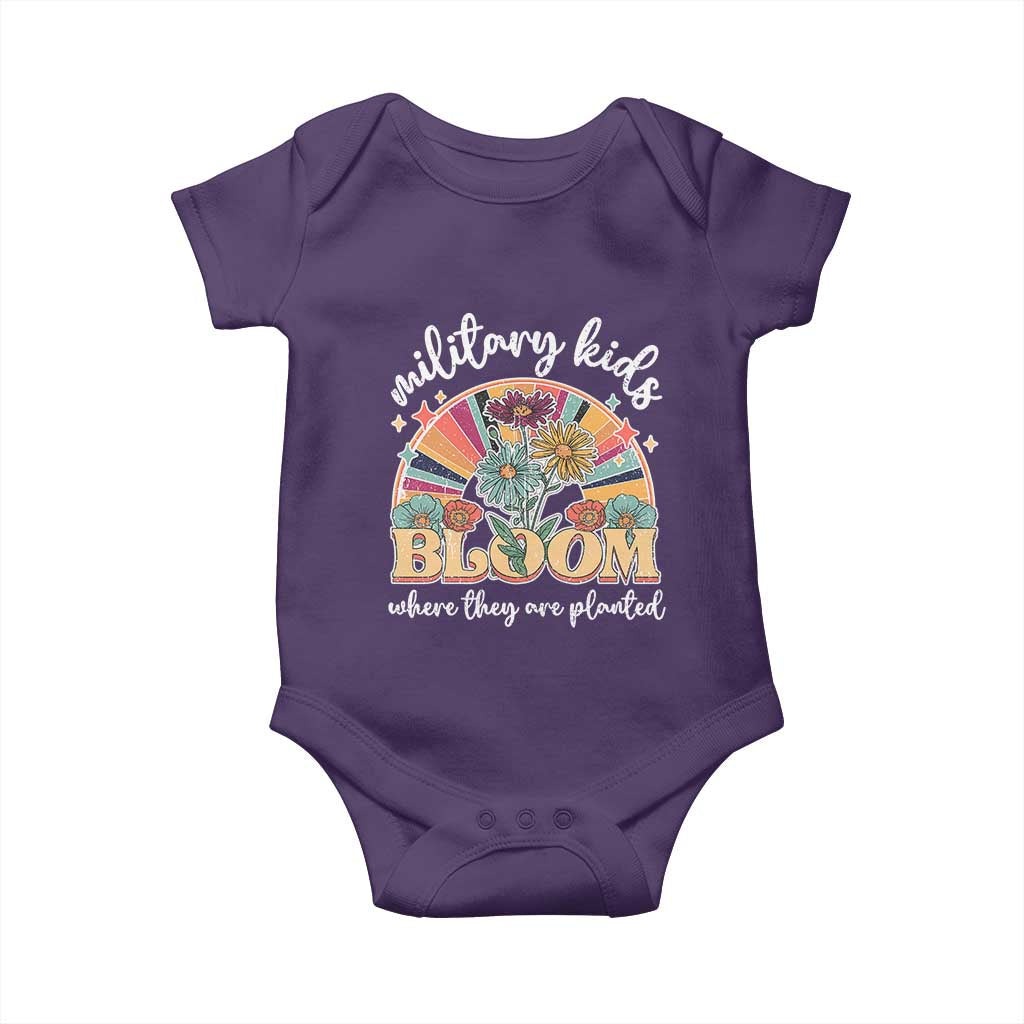 Military Kids Bloom Where They Are Planted Baby Onesie Military Child Month Retro Vintage Flowers