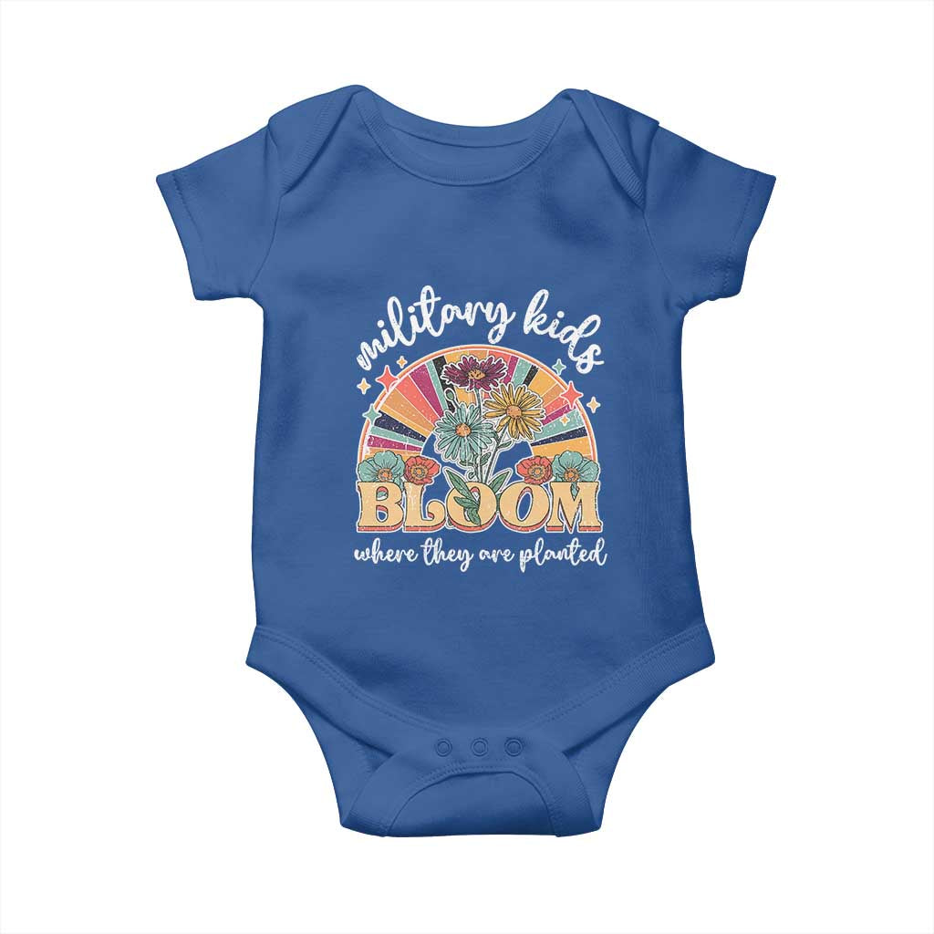 Military Kids Bloom Where They Are Planted Baby Onesie Military Child Month Retro Vintage Flowers