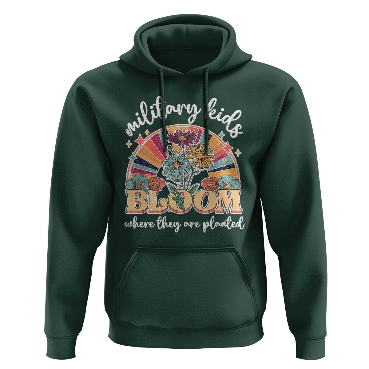 Military Kids Bloom Where They Are Planted Hoodie Military Child Month Retro Vintage Flowers