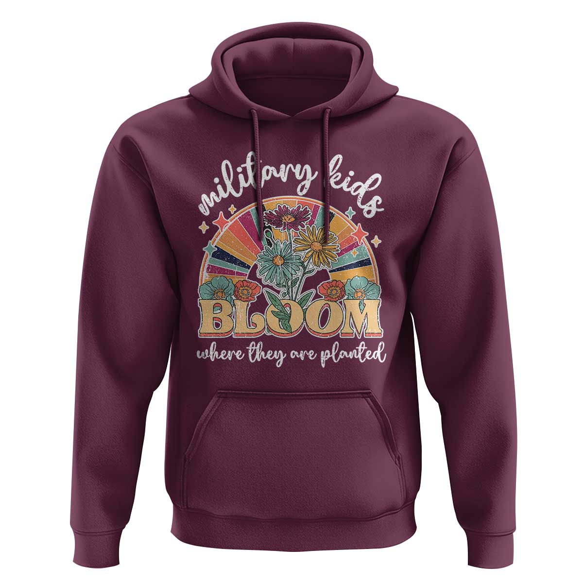 Military Kids Bloom Where They Are Planted Hoodie Military Child Month Retro Vintage Flowers