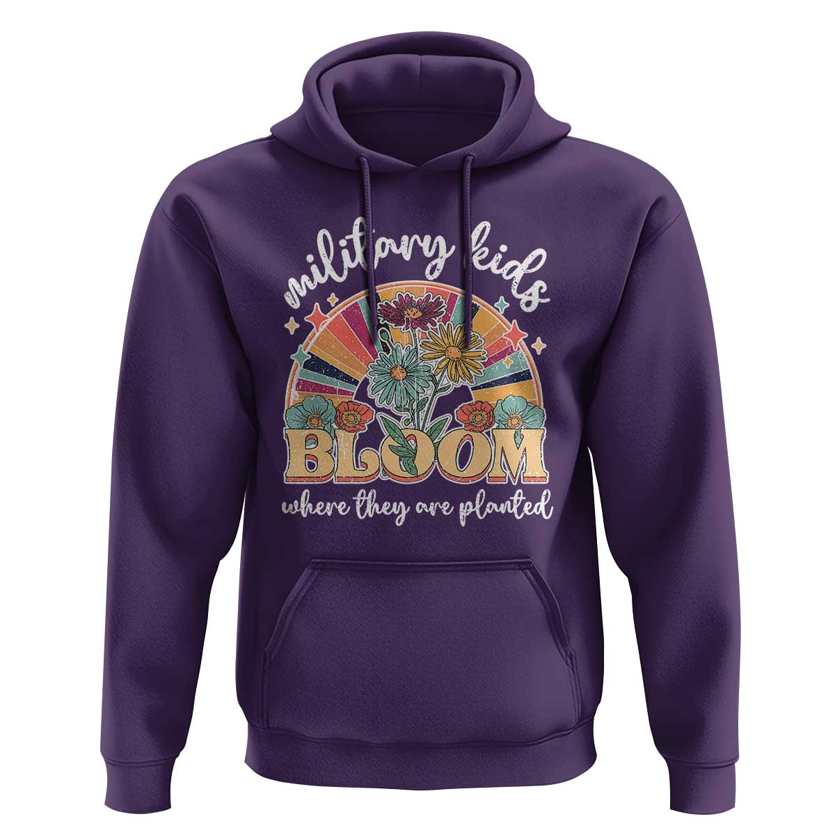 Military Kids Bloom Where They Are Planted Hoodie Military Child Month Retro Vintage Flowers