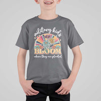 Military Kids Bloom Where They Are Planted T Shirt For Kid Military Child Month Retro Vintage Flowers
