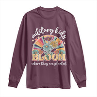 Military Kids Bloom Where They Are Planted Long Sleeve Shirt Military Child Month Retro Vintage Flowers