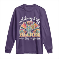 Military Kids Bloom Where They Are Planted Long Sleeve Shirt Military Child Month Retro Vintage Flowers
