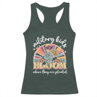 Military Kids Bloom Where They Are Planted Racerback Tank Top Military Child Month Retro Vintage Flowers