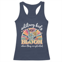 Military Kids Bloom Where They Are Planted Racerback Tank Top Military Child Month Retro Vintage Flowers