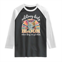 Military Kids Bloom Where They Are Planted Raglan Shirt Military Child Month Retro Vintage Flowers