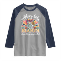 Military Kids Bloom Where They Are Planted Raglan Shirt Military Child Month Retro Vintage Flowers