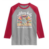 Military Kids Bloom Where They Are Planted Raglan Shirt Military Child Month Retro Vintage Flowers