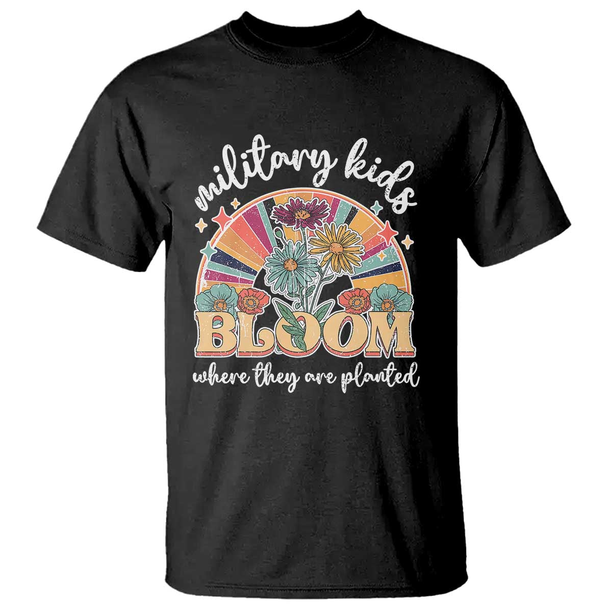 Military Kids Bloom Where They Are Planted T Shirt Military Child Month Retro Vintage Flowers