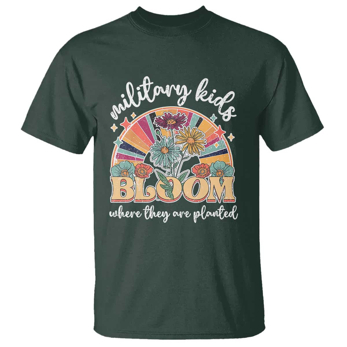 Military Kids Bloom Where They Are Planted T Shirt Military Child Month Retro Vintage Flowers