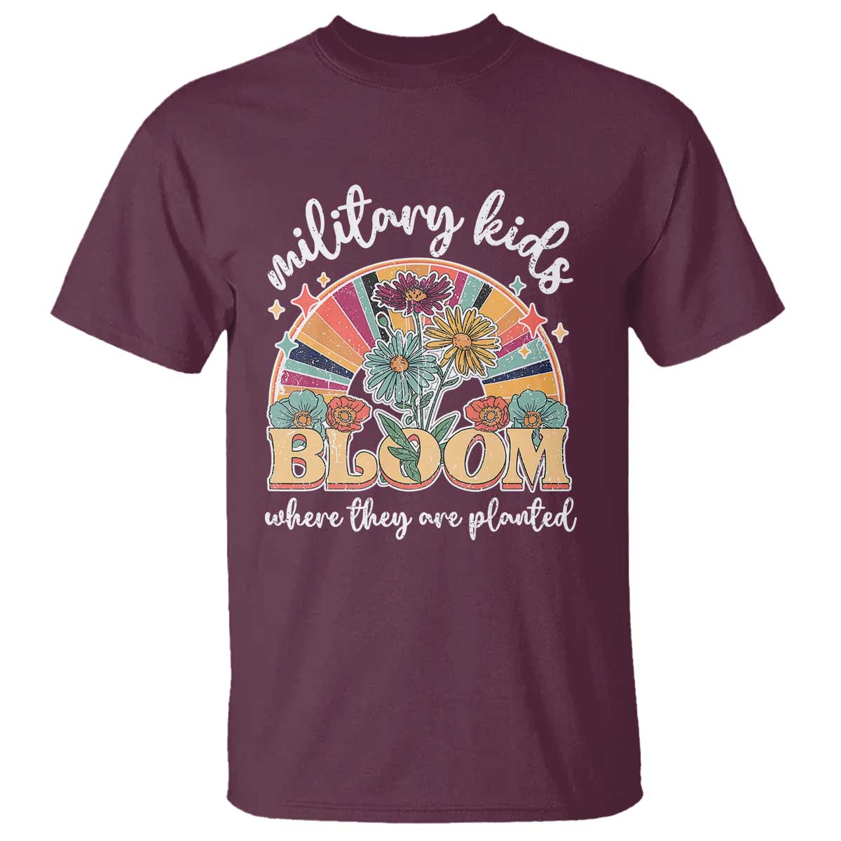 Military Kids Bloom Where They Are Planted T Shirt Military Child Month Retro Vintage Flowers