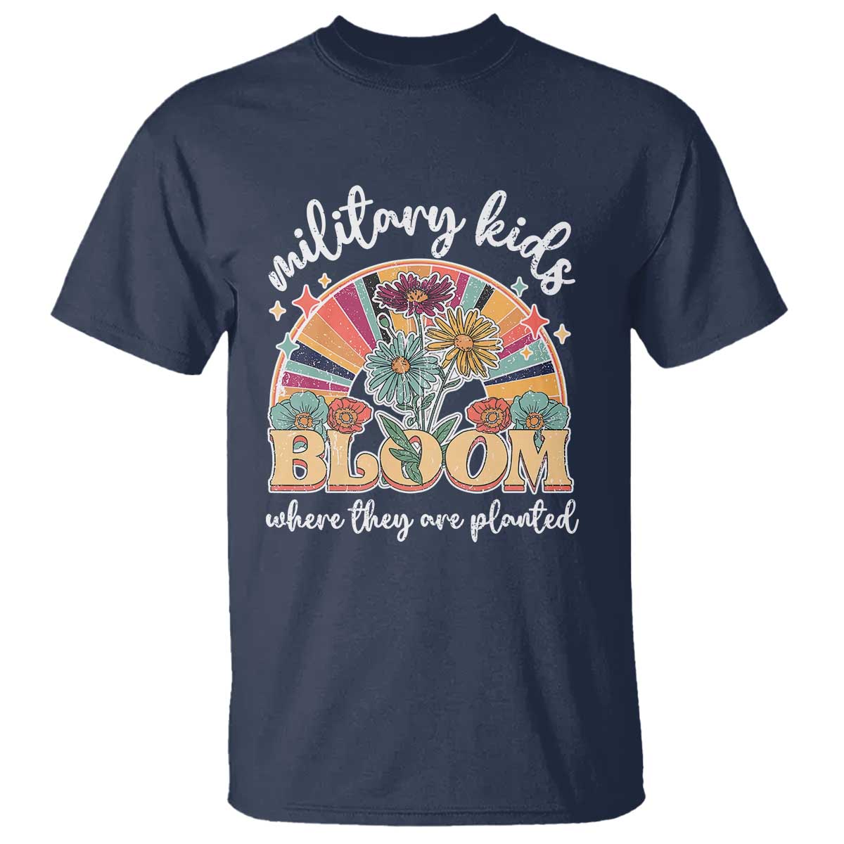 Military Kids Bloom Where They Are Planted T Shirt Military Child Month Retro Vintage Flowers