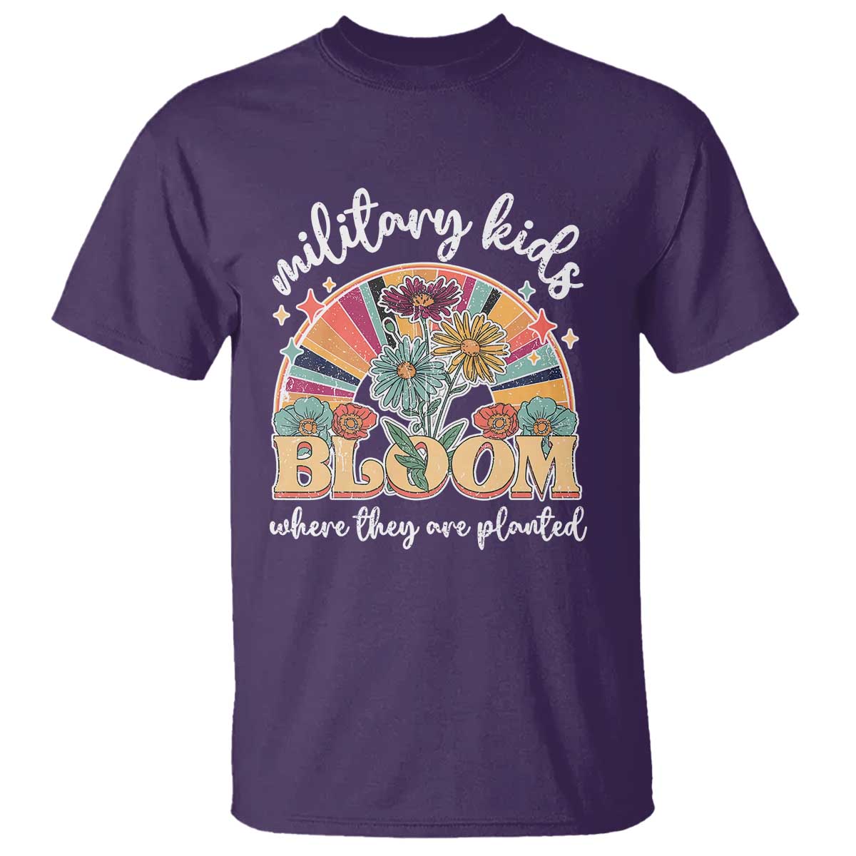Military Kids Bloom Where They Are Planted T Shirt Military Child Month Retro Vintage Flowers
