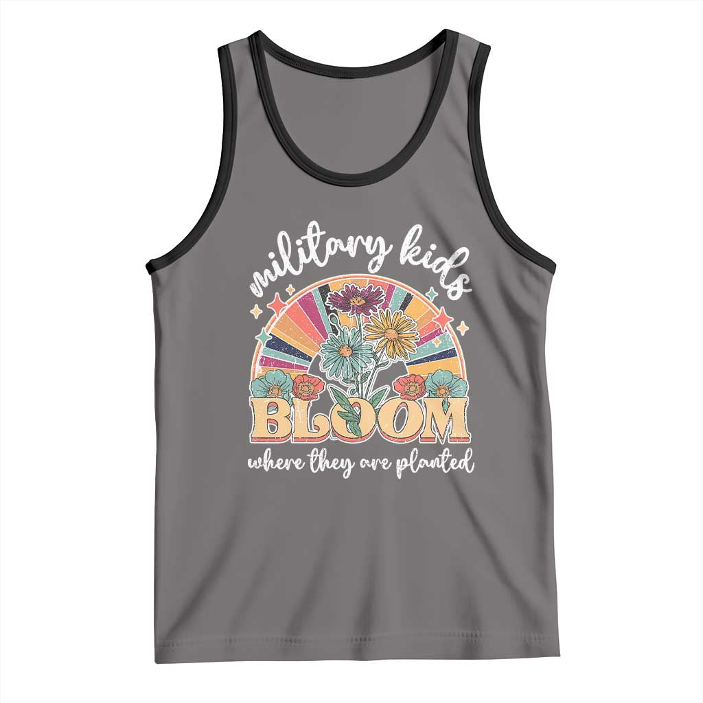 Military Kids Bloom Where They Are Planted Tank Top Military Child Month Retro Vintage Flowers